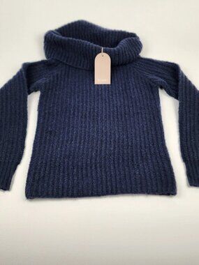 Meshki Alicia Off Shoulder Knit Sweater XS Navy NWT Chunky Knit Top